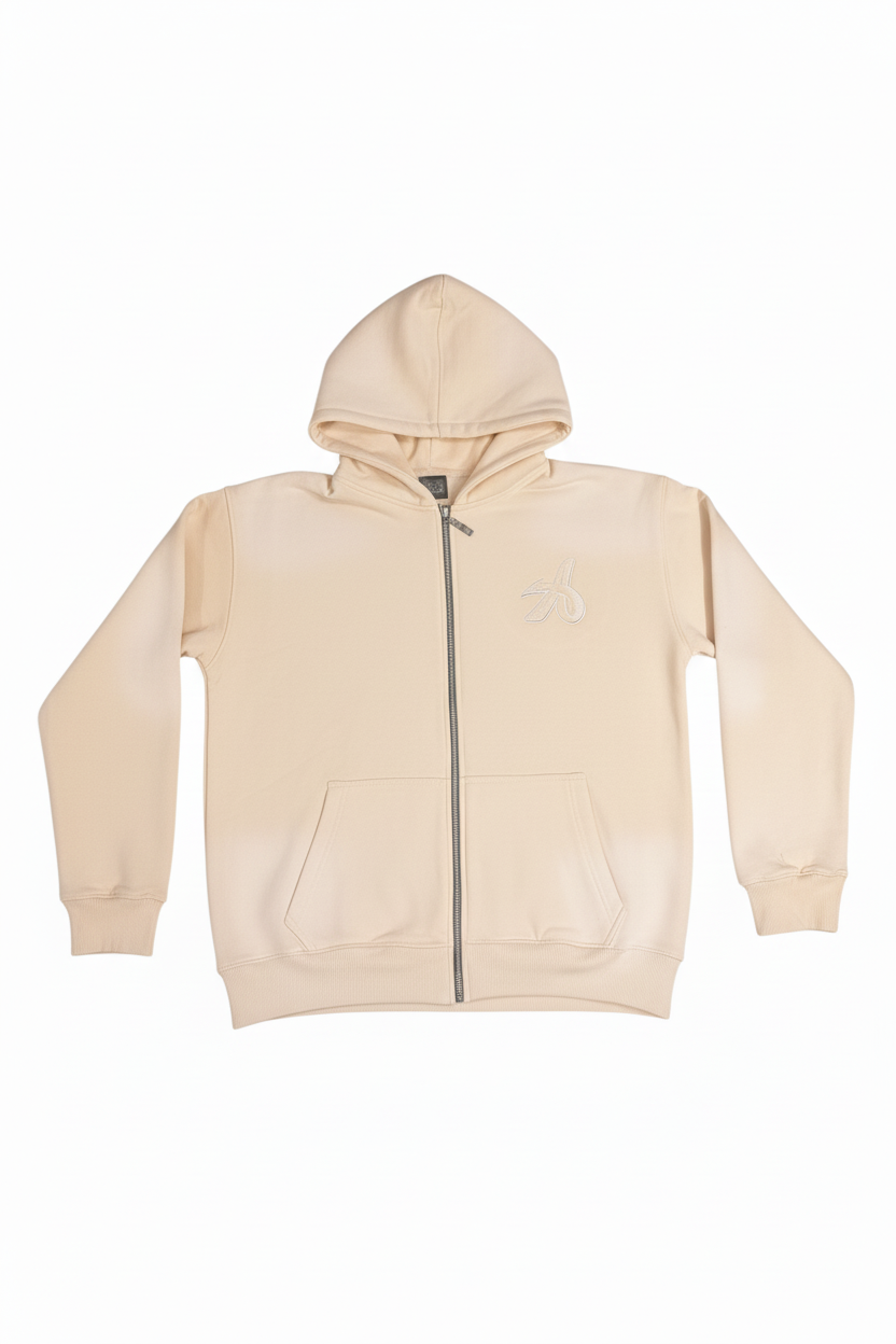 CAN'T STOP - SUNFADE BEIGE CUSTOM ZIP HOODIE