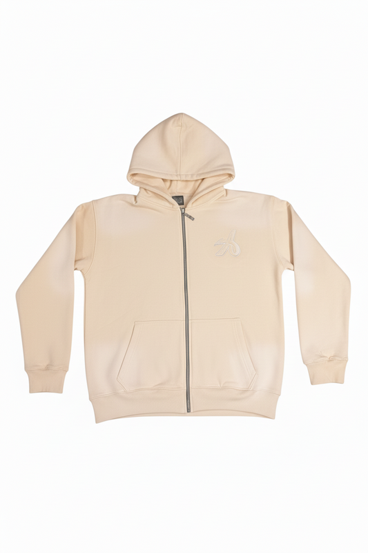 CAN'T STOP - SUNFADE BEIGE CUSTOM ZIP HOODIE